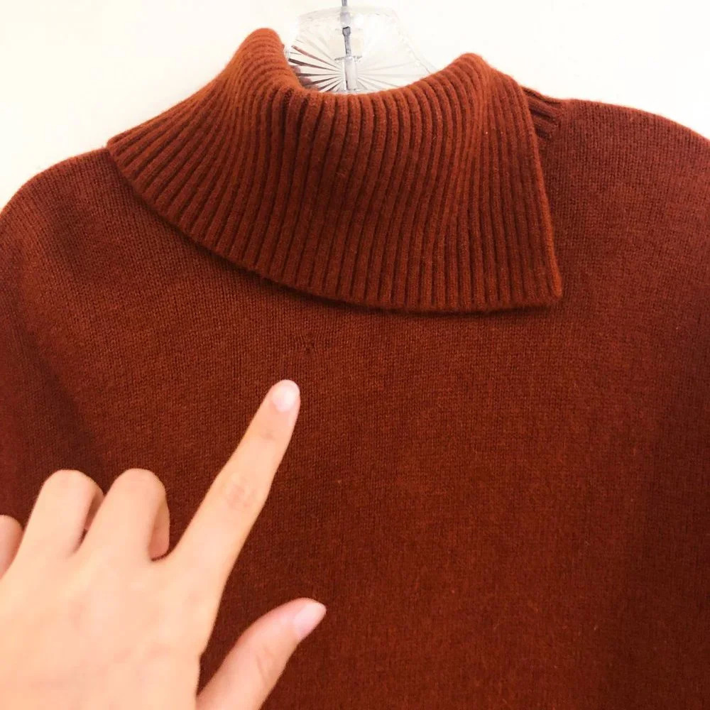 JOSEPH 100% Wool Tight Knit Turtleneck Orange Designer Pullover Sweater Medium - Picture 5 of 11